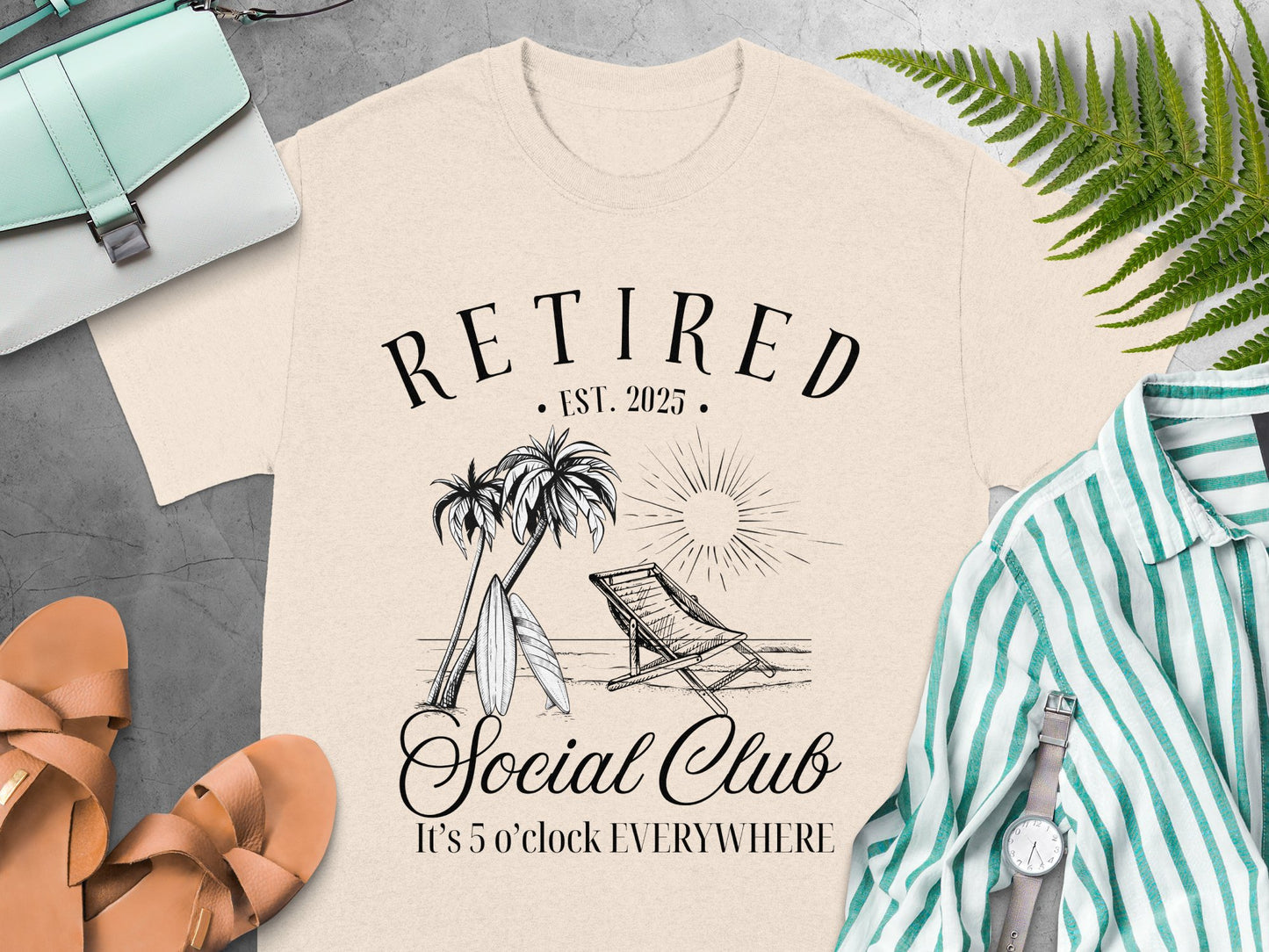Retired Social Club Beach Themed Graphic T-Shirt Product