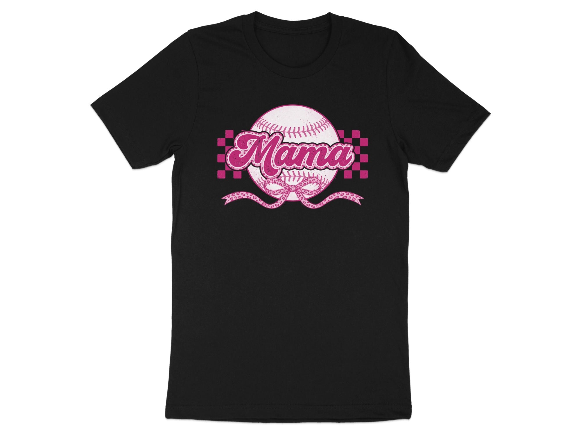 Pink Mama Baseball Checkered Ribbon Bow Shirt product type