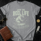 Livin' The Reel Life Bear Fishing Graphic Tee Shirt