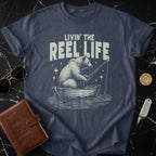 Livin' The Reel Life Fishing Bear Graphic Tee