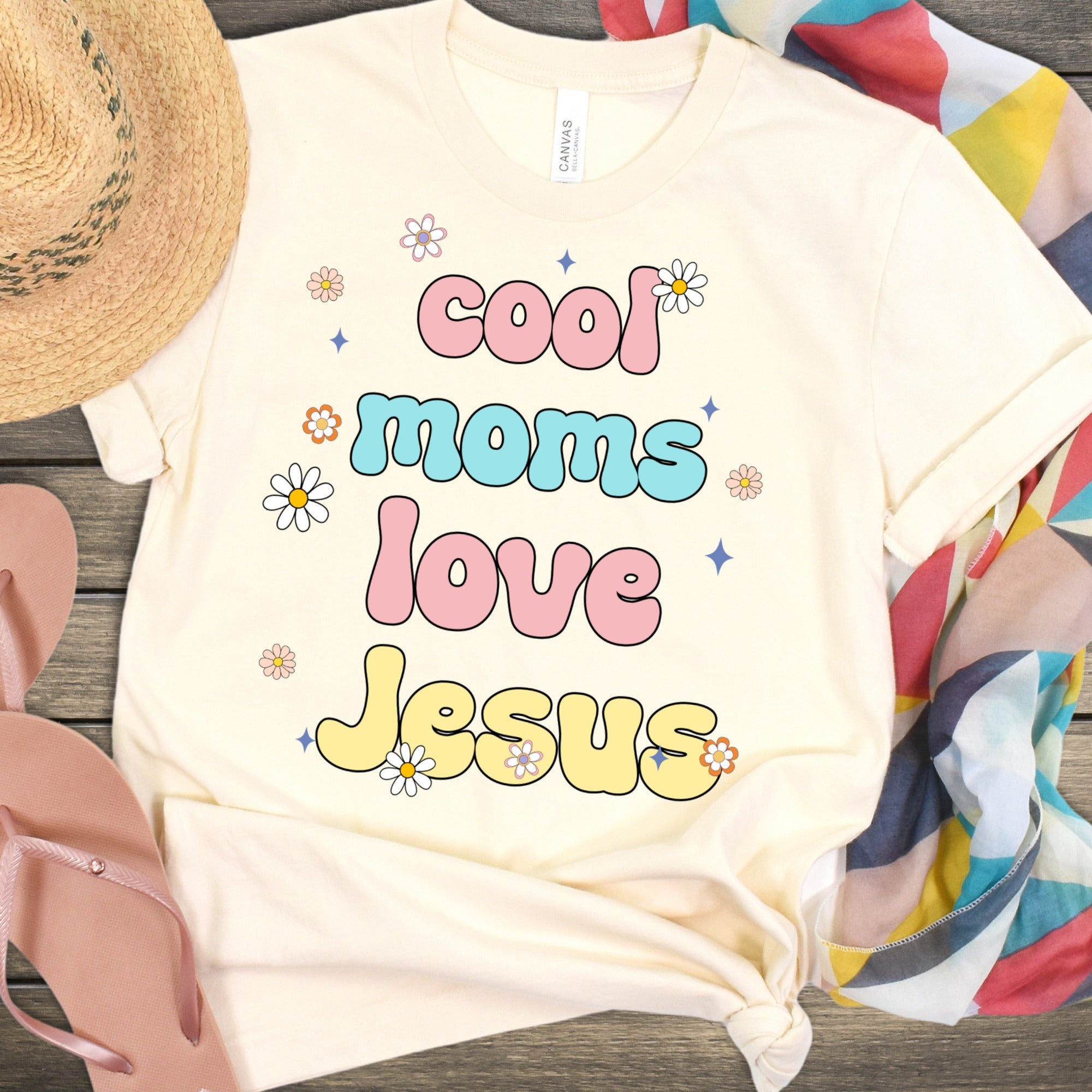 Cool Moms Love Jesus Graphic T-Shirt Women's Clothing