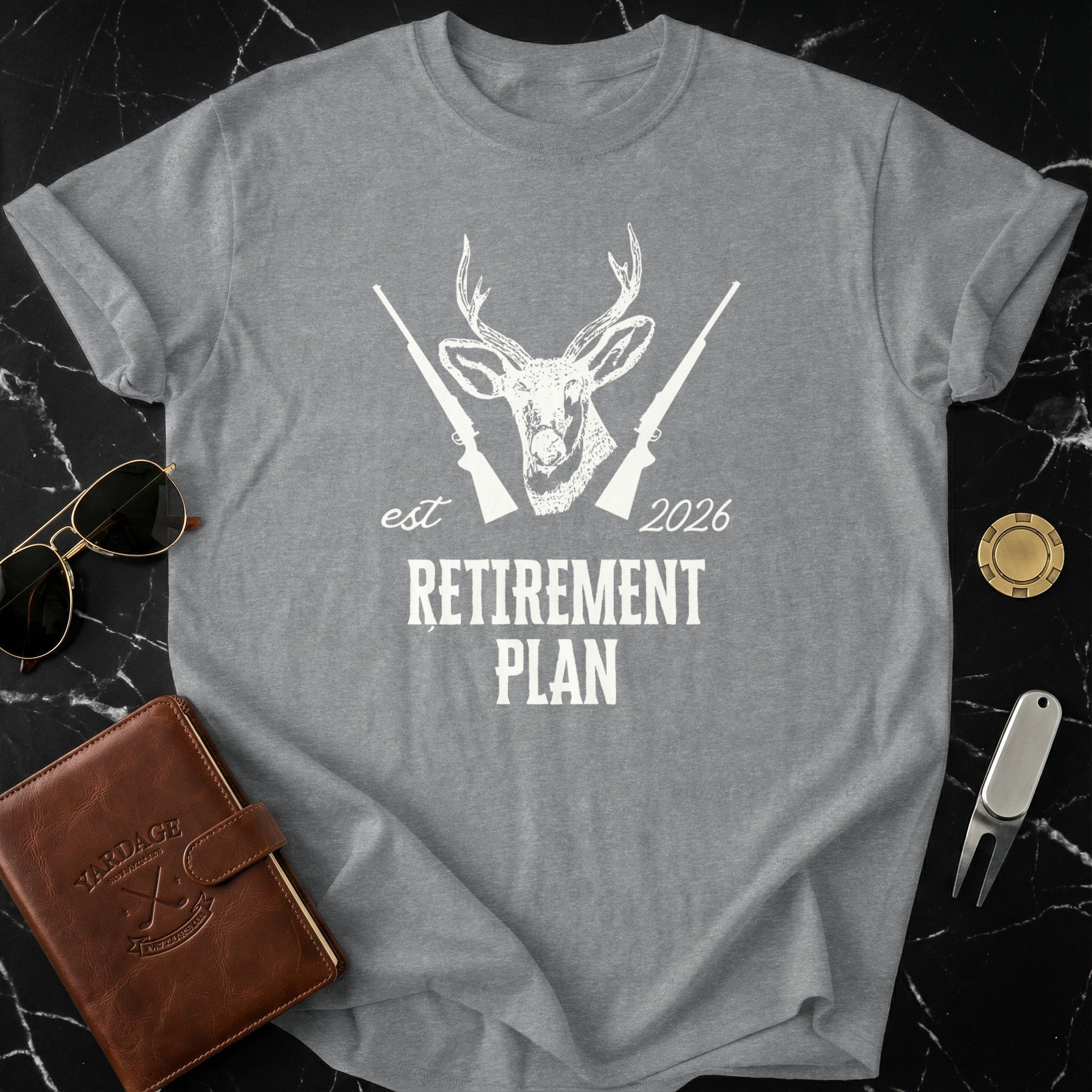 Retirement Plan with Deer and Rifles Graphic T-Shirt