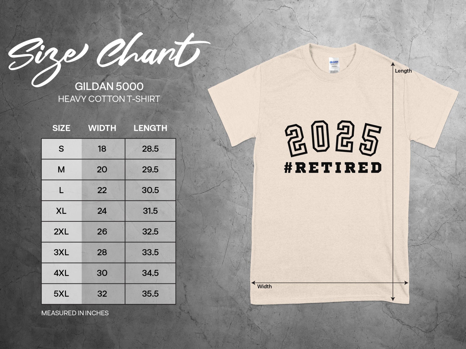 2025 Retired Graphic Tee Size Chart T-shirt product