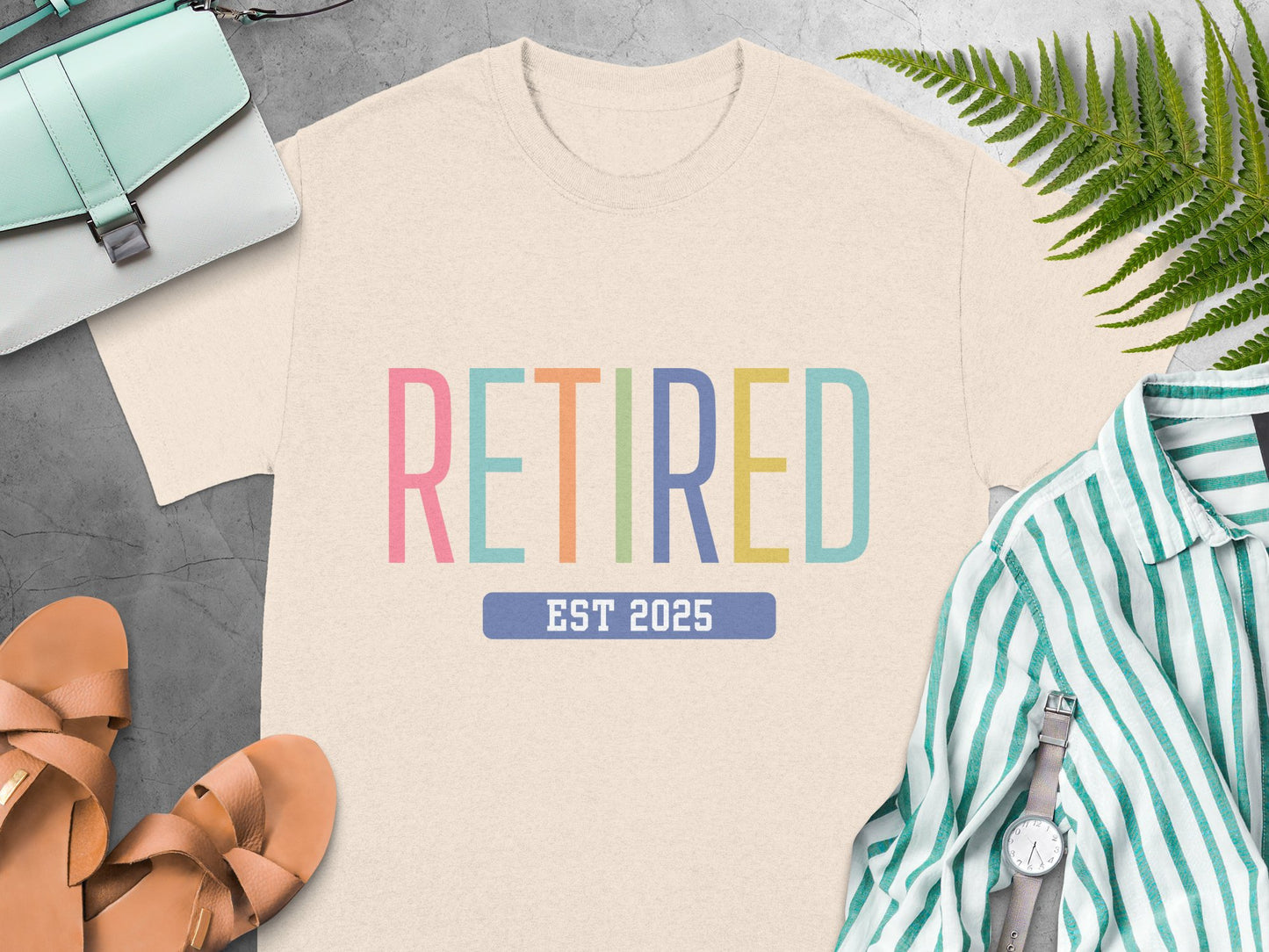 Colorful Retired Est 2025 Graphic Tee Shirt product type