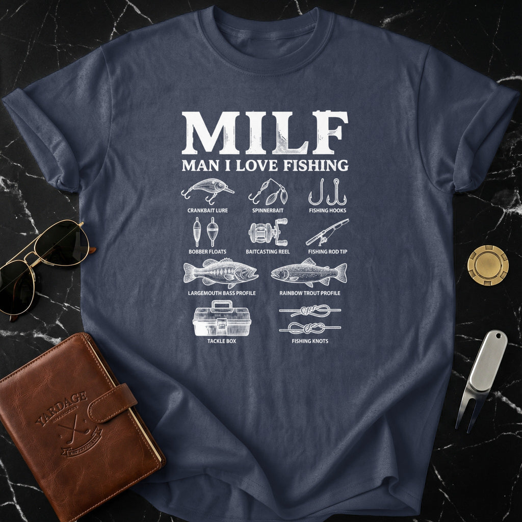 MILF Man I Love Fishing Graphic Tee for Fishing Enthusiasts