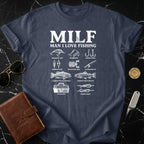 MILF Man I Love Fishing Graphic Tee for Fishing Enthusiasts