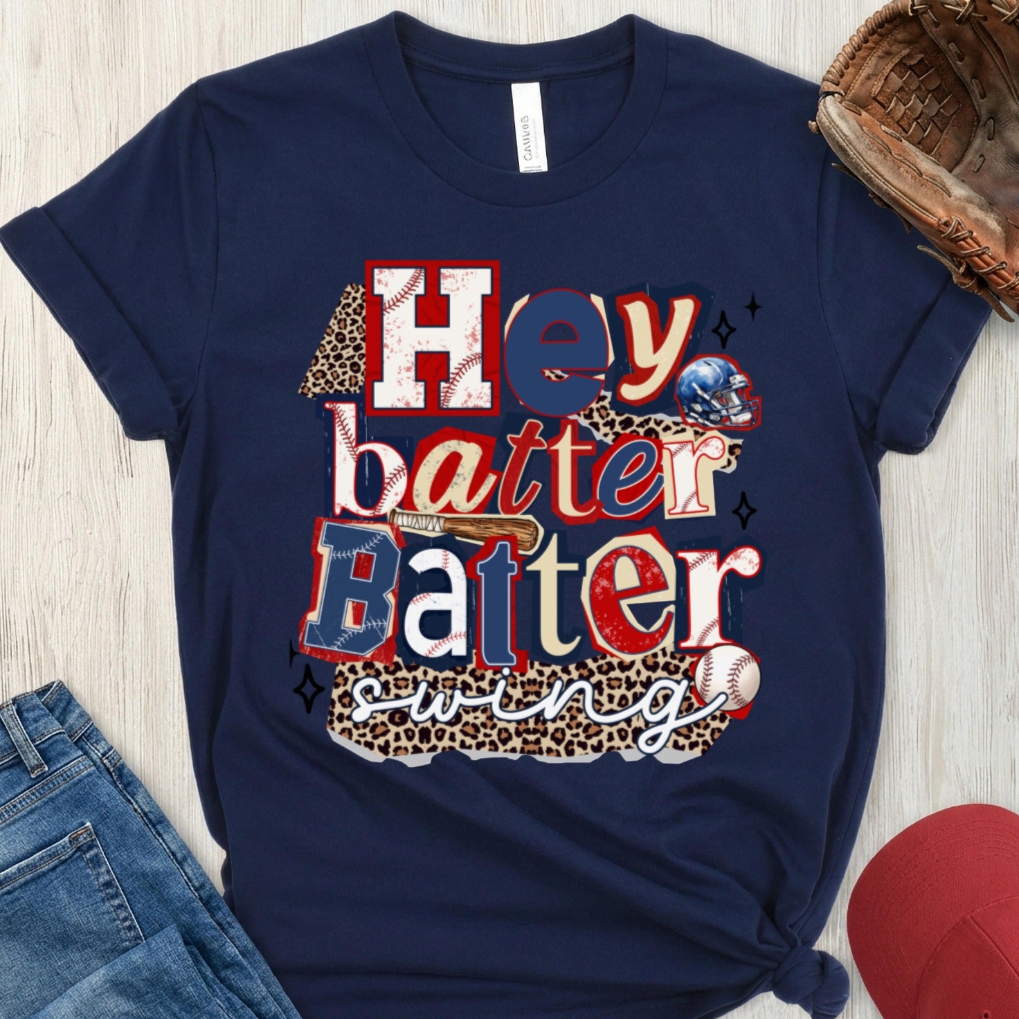 Hey batter batter swing baseball leopard print product type