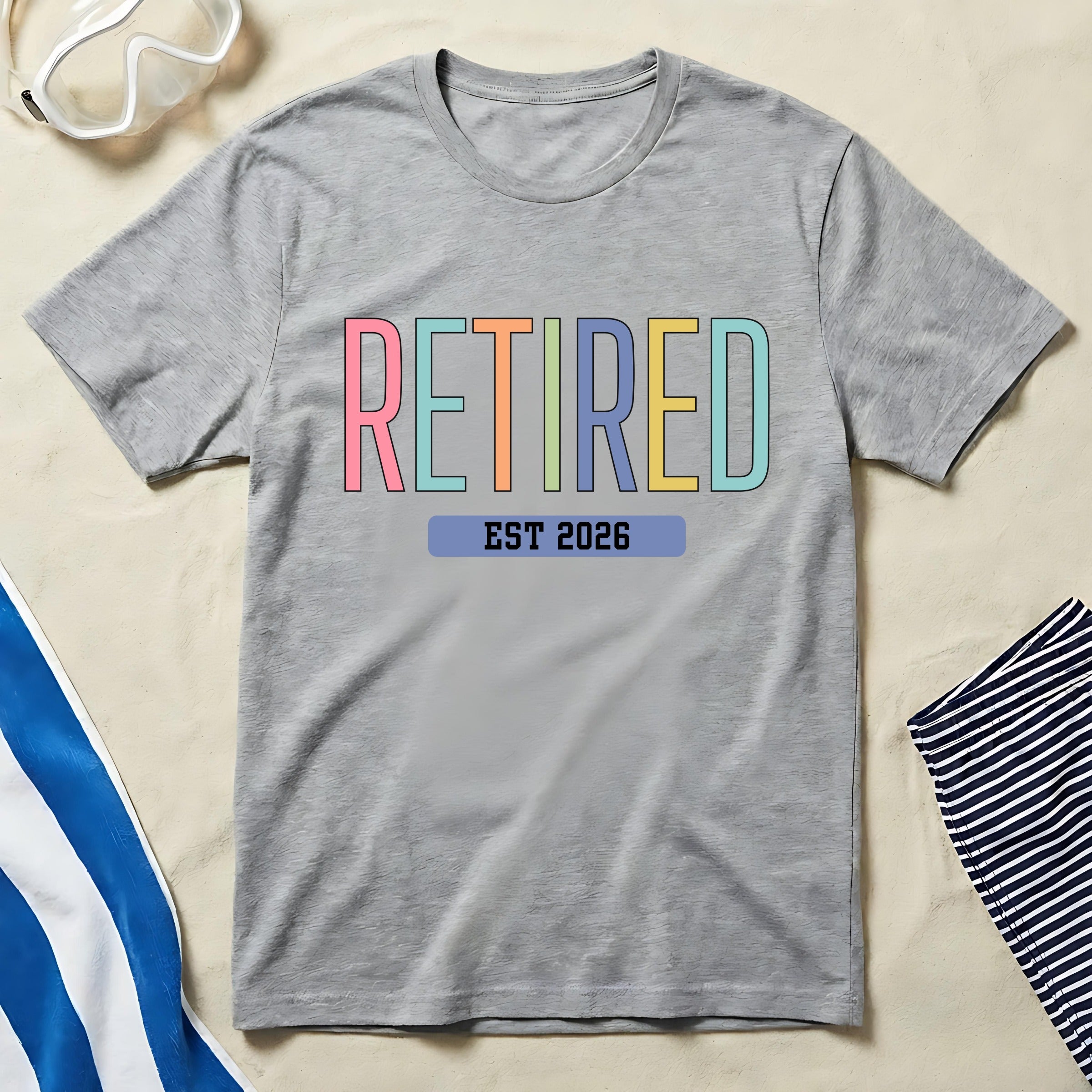 Retired EST 2026 Colorful Graphic T-shirt