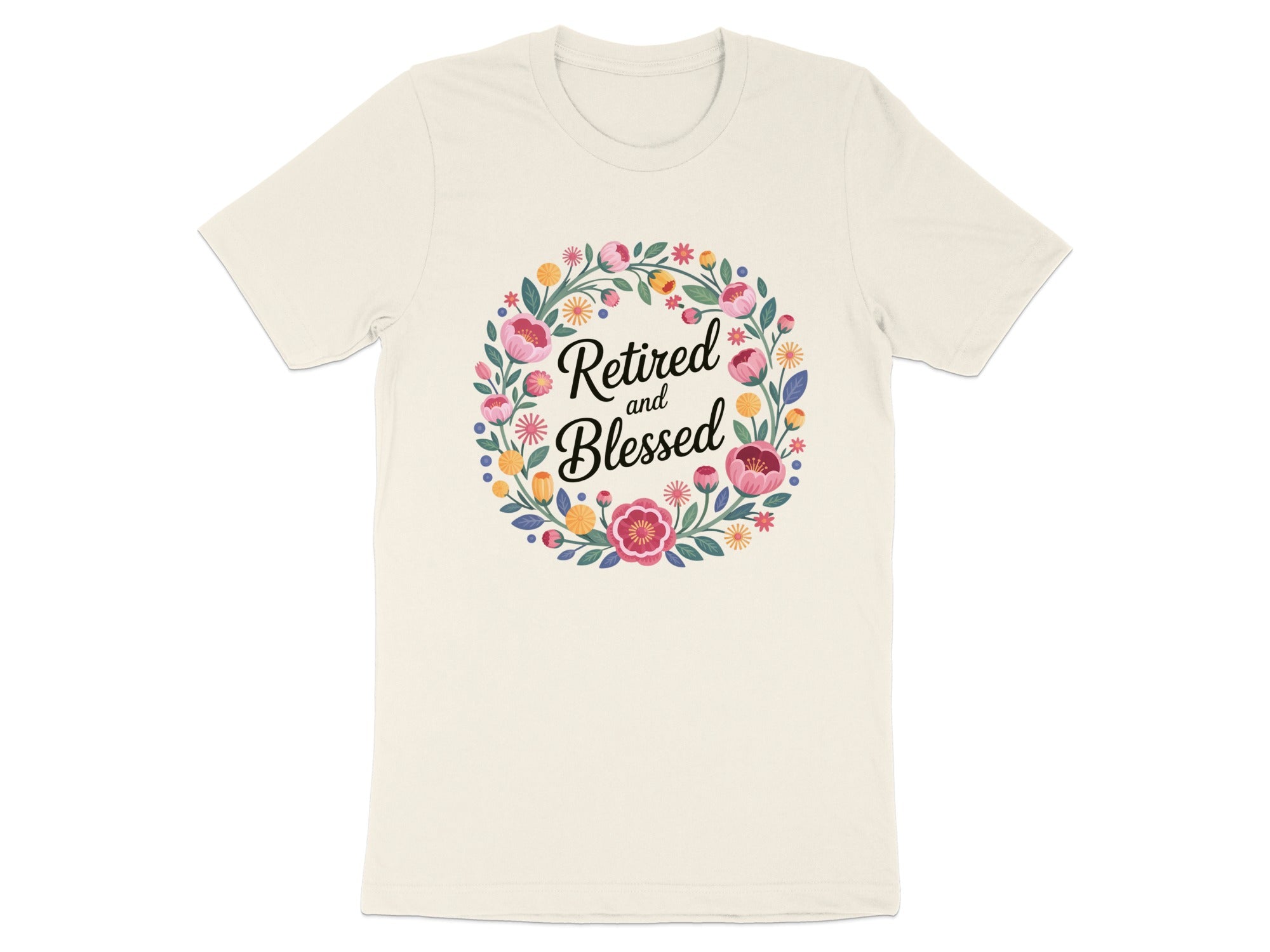 Retired And Blessed Floral Design T-Shirt