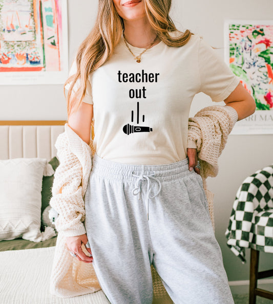 Teacher Out Microphone Graphic Unisex Casual T-Shirt product
