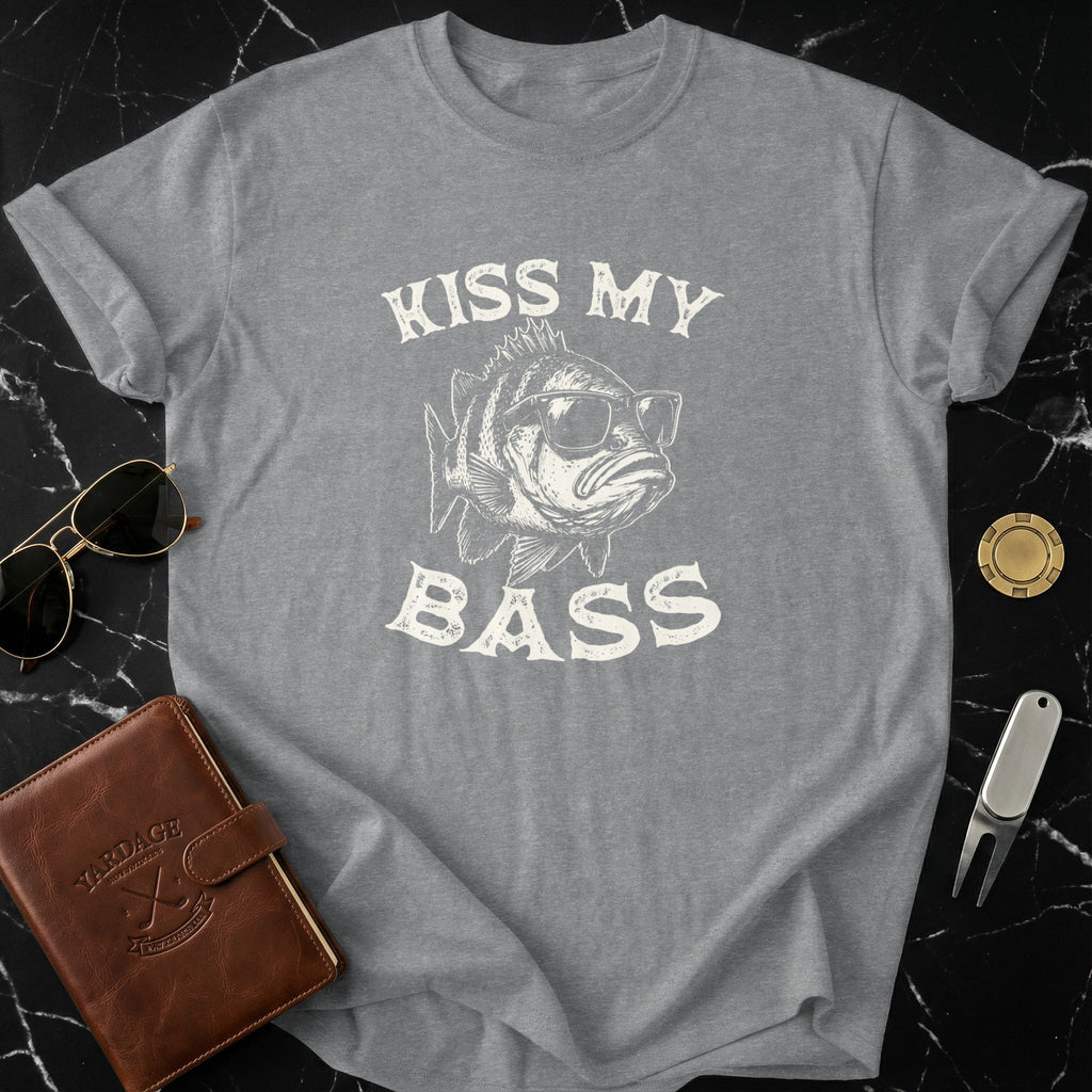 Kiss My Bass Graphic Tee Shirt for Fishing Enthusiasts
