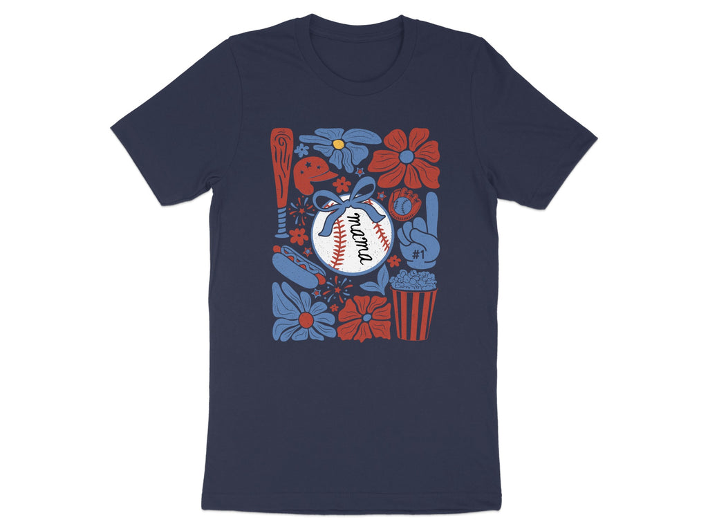 Mama Baseball Glove Bat Floral Popcorn Design product type