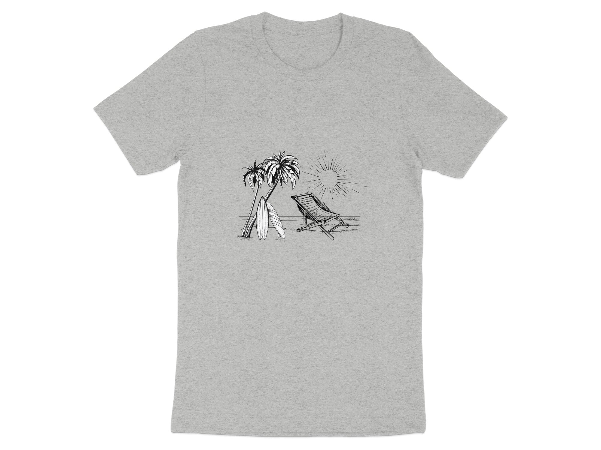 Palm Trees Surfboard Beach Sun Graphic T-Shirt