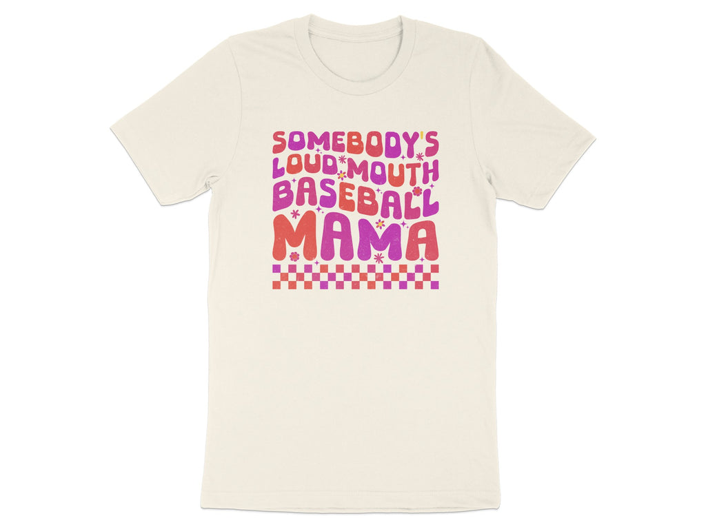 Somebody's Loud Mouth Baseball Mama Graphic product type
Baseball Mama
Loud Mouth Mama
Sports Mom
Game Day Shirt
Mama Life
Baseball Fan
Mother Gift
Retro Mama
Vintage Style
Graphic Apparel
Checkered Design
Pink Purple
Orange Hues
Cream Shirt
Womens Top
Family Support
Proud Parent
Softball Mama
Team Mom
Unique Design