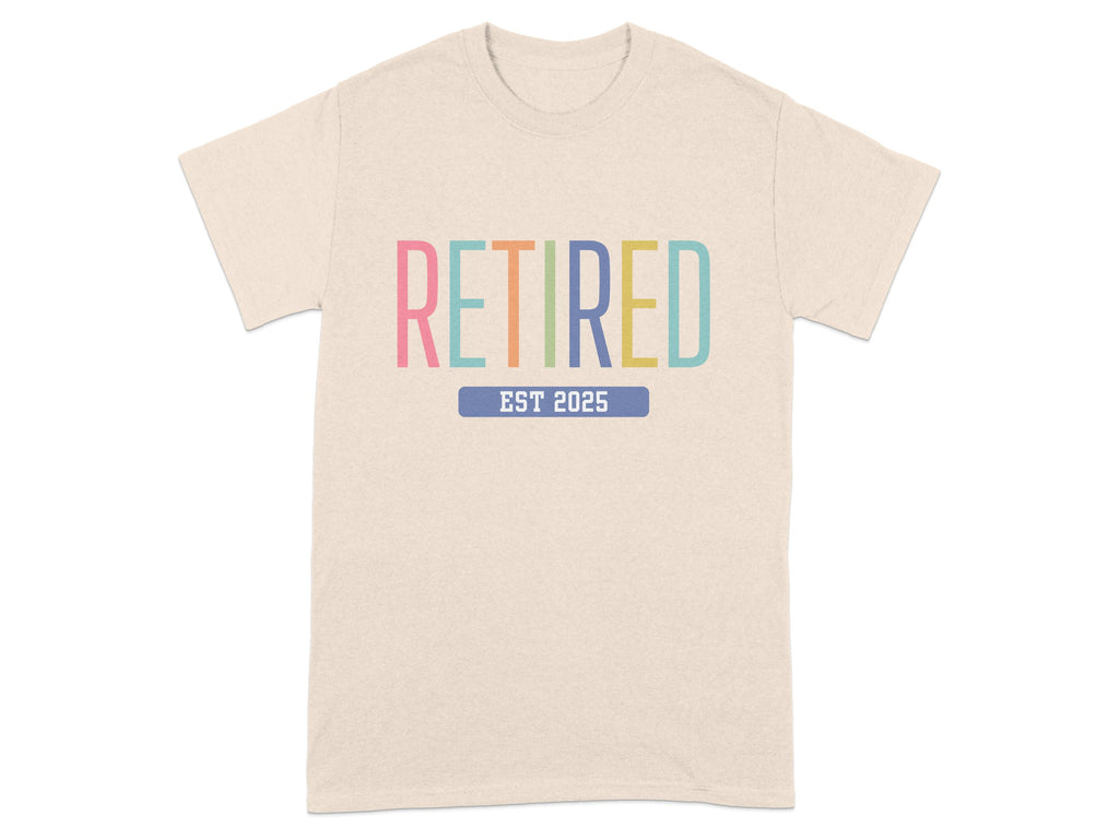 Retired EST 2025 Colorful Letters Graphic TShirt product type