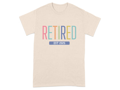 Retired EST 2025 Colorful Letters Graphic TShirt product type