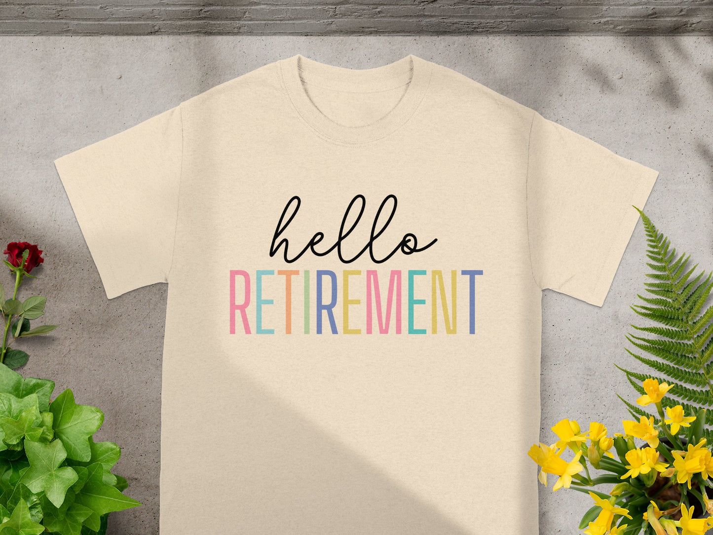 Hello Retirement Colorful Graphic T-Shirt product