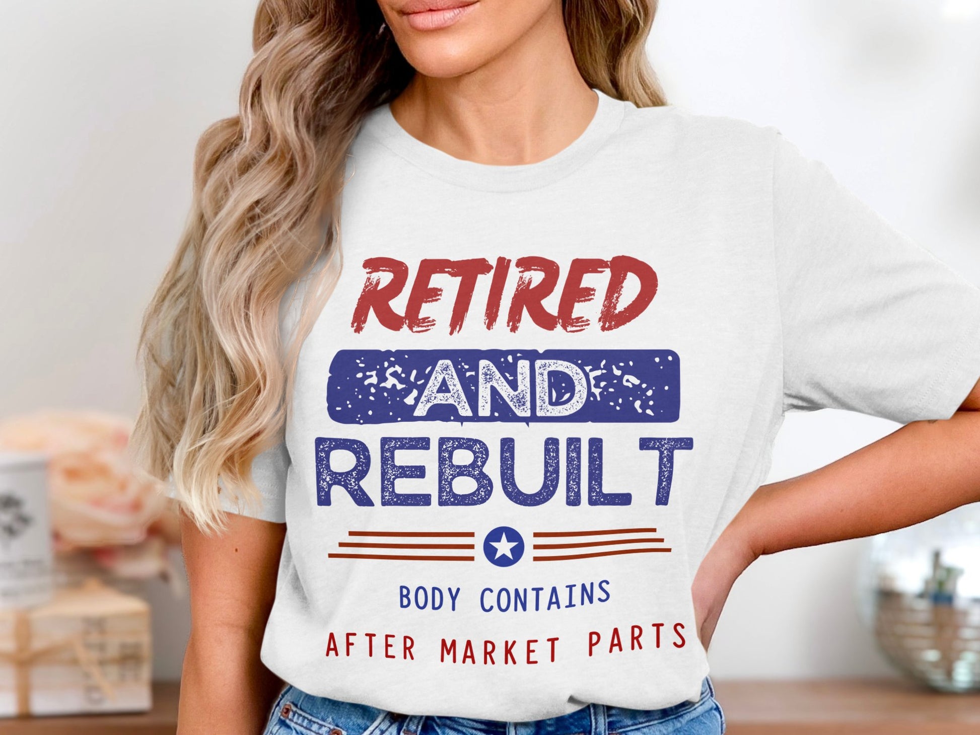 Retired and Rebuilt Graphic T-Shirt Fun Casual Wear Product
