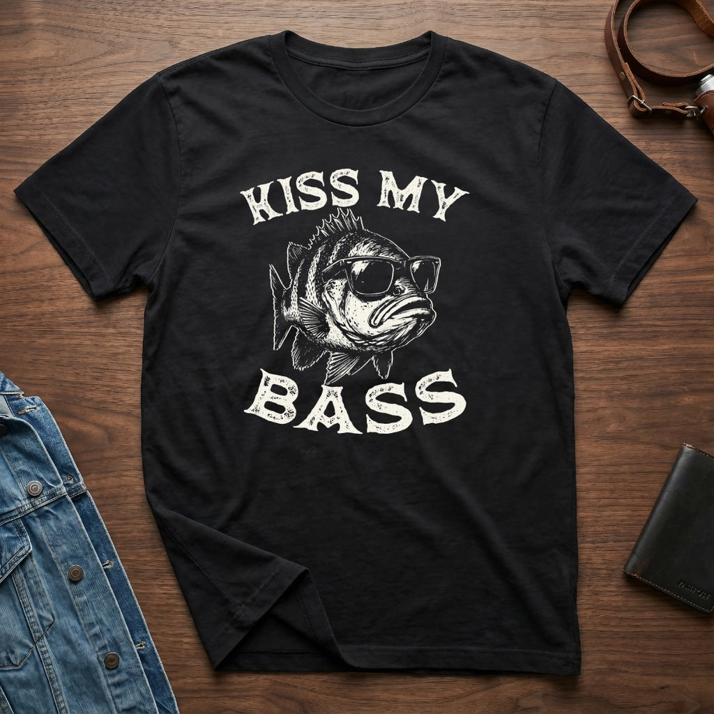 Funny Kiss My Bass Sunglasses Graphic T-Shirt