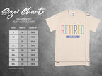 RETIRED EST 2025 Colorful Letters Graphic T-Shirt product type