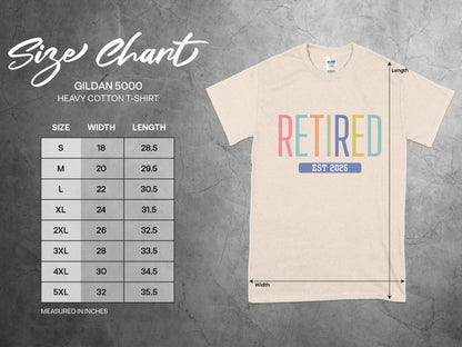 RETIRED EST 2025 Colorful Letters Graphic T-Shirt product type