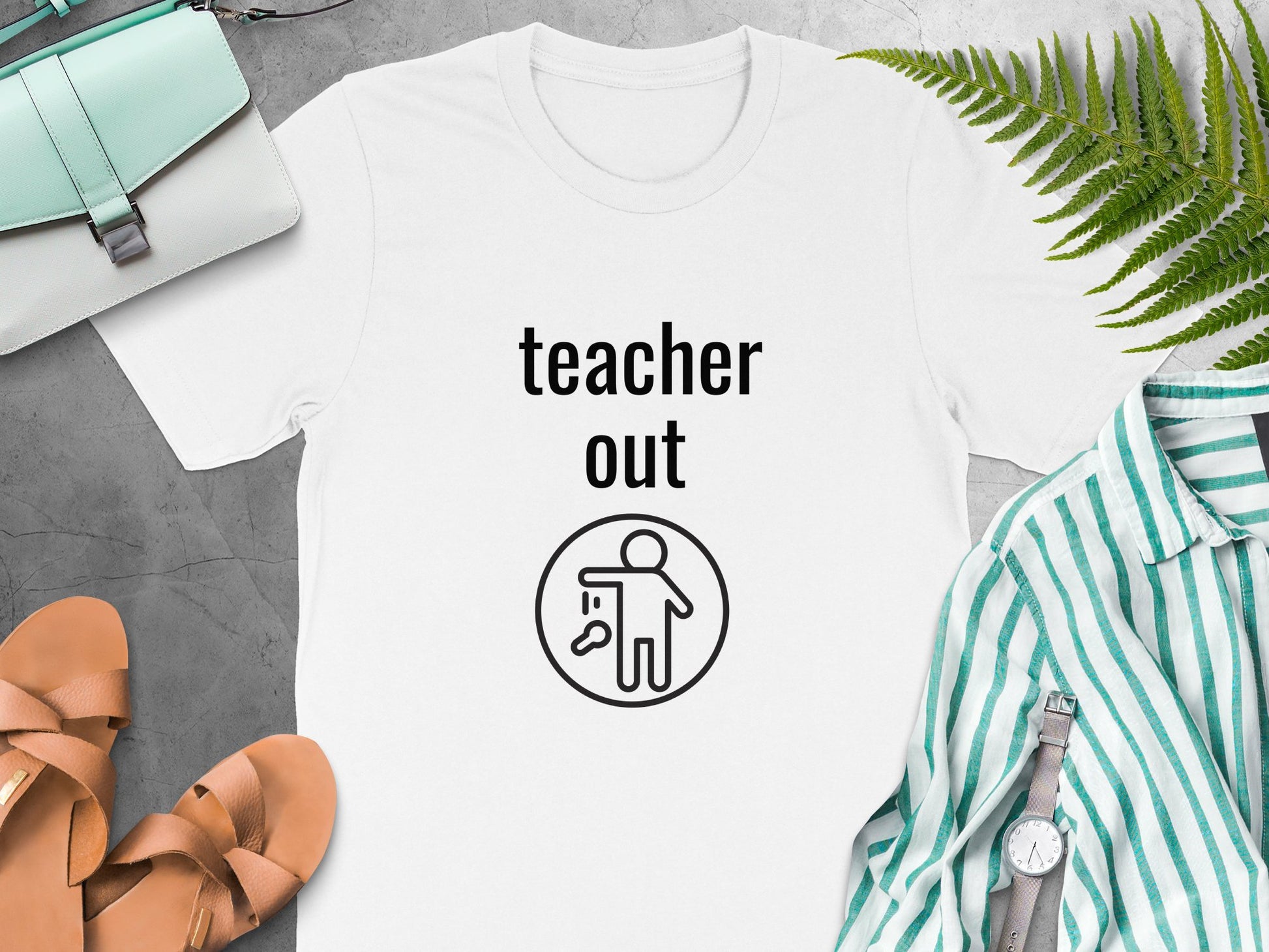 Teacher Out Graphic White Shirt product