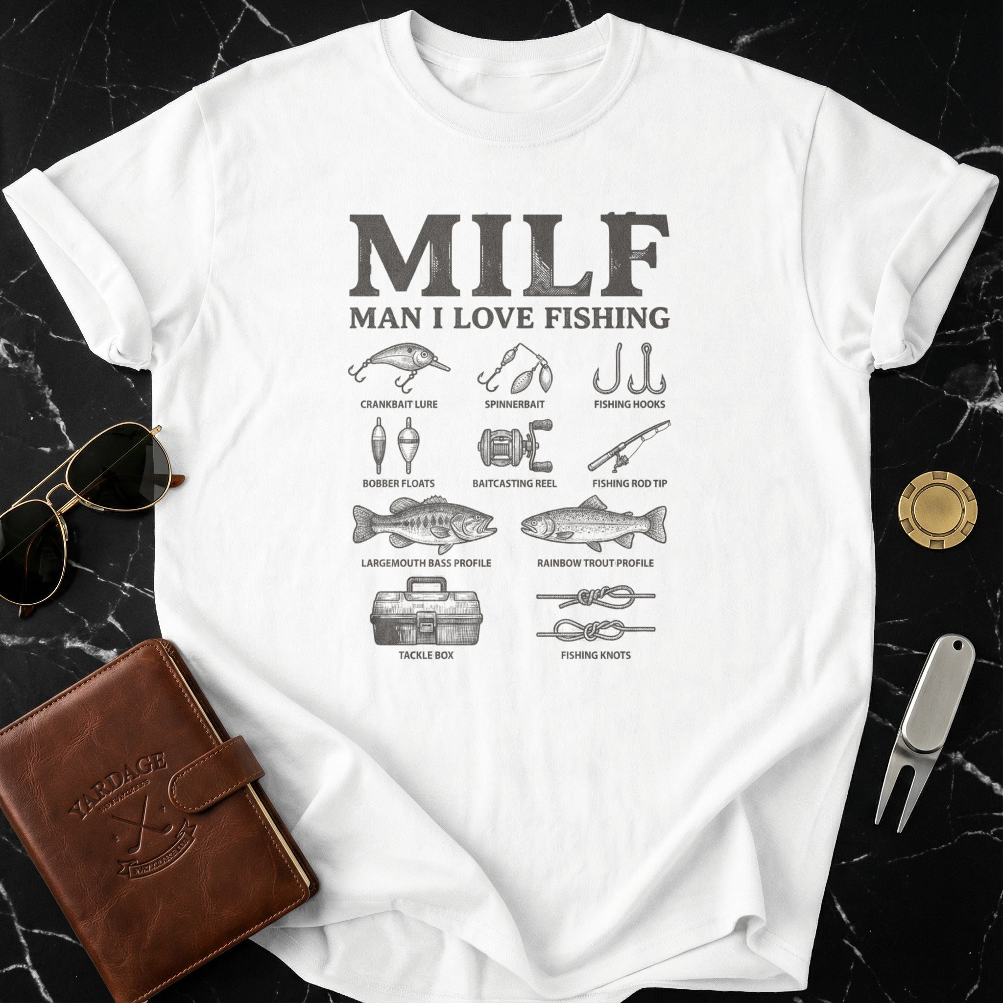 MILF Man I Love Fishing Graphic Casual Tee Shirt