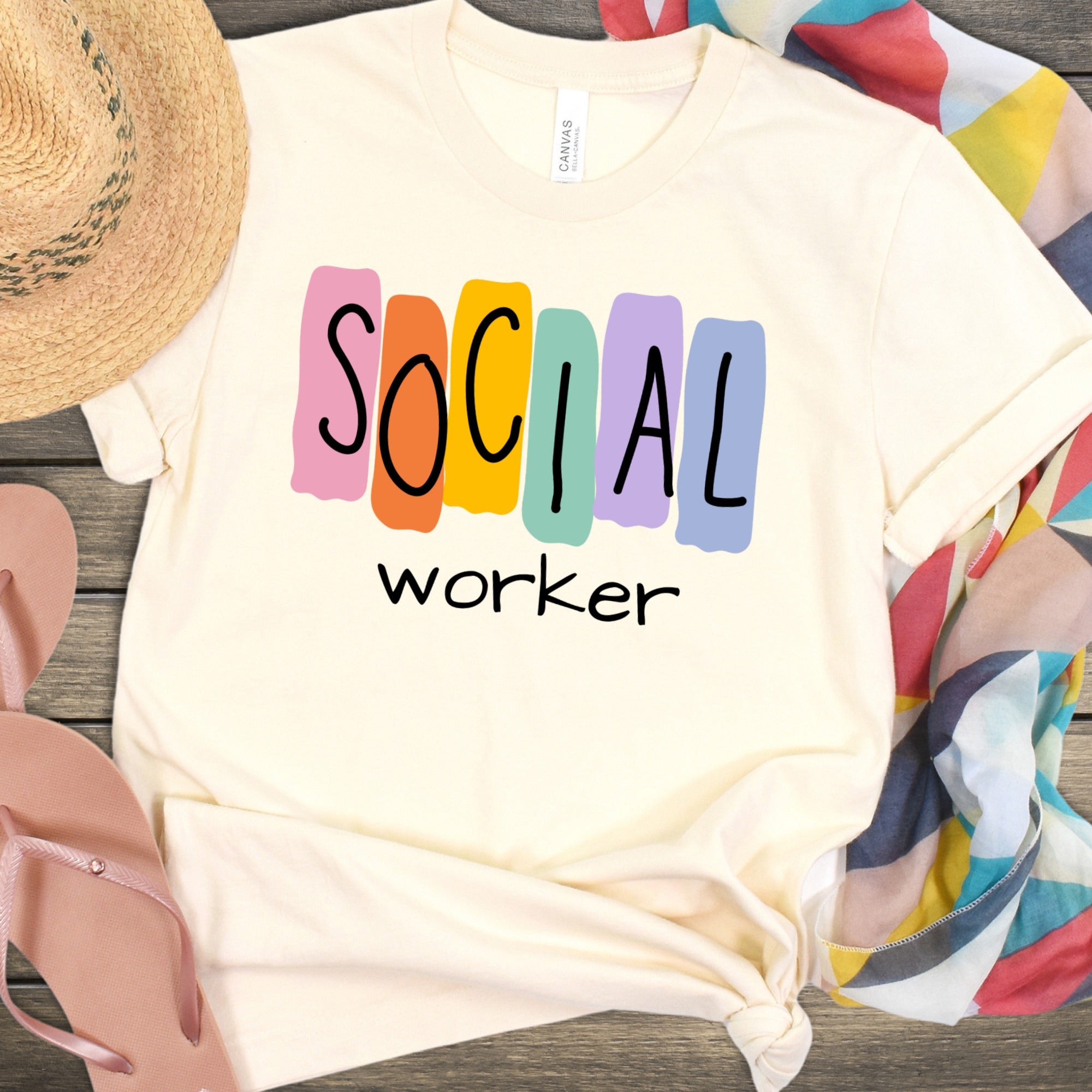 Colorful Social Worker Design T-Shirt for Professionals