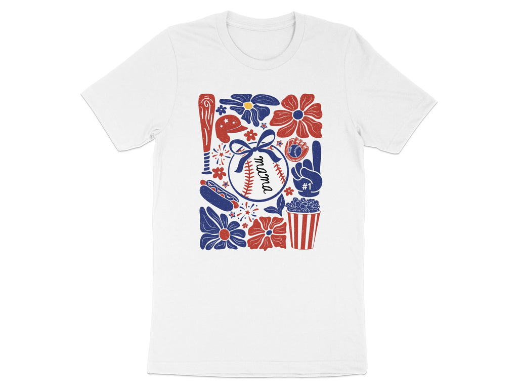 Mama Baseball Red Blue Stars Flowers Hotdog Popcorn product type
