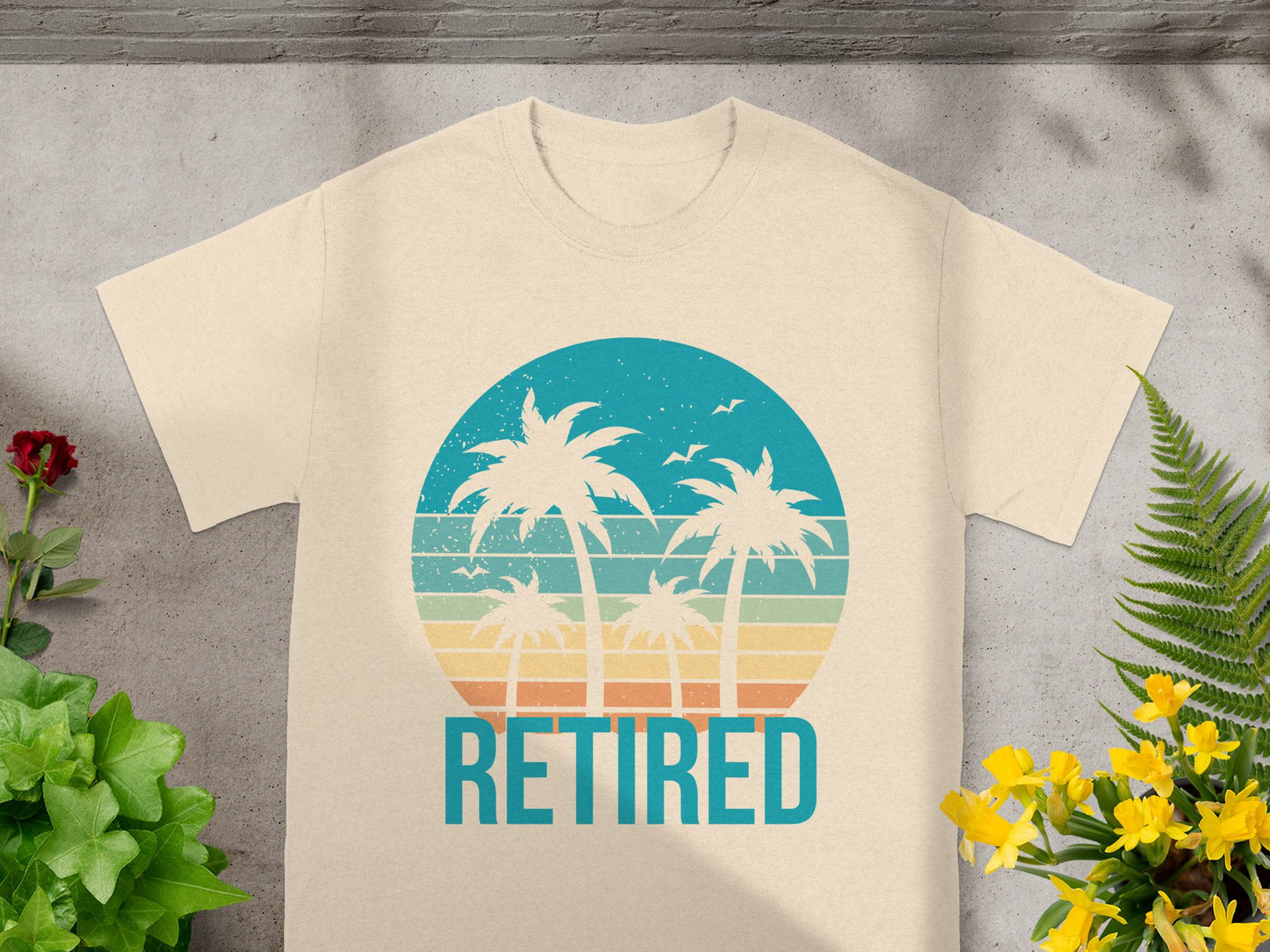 Retired with Palm Trees Vintage Sunset T-Shirt product type
