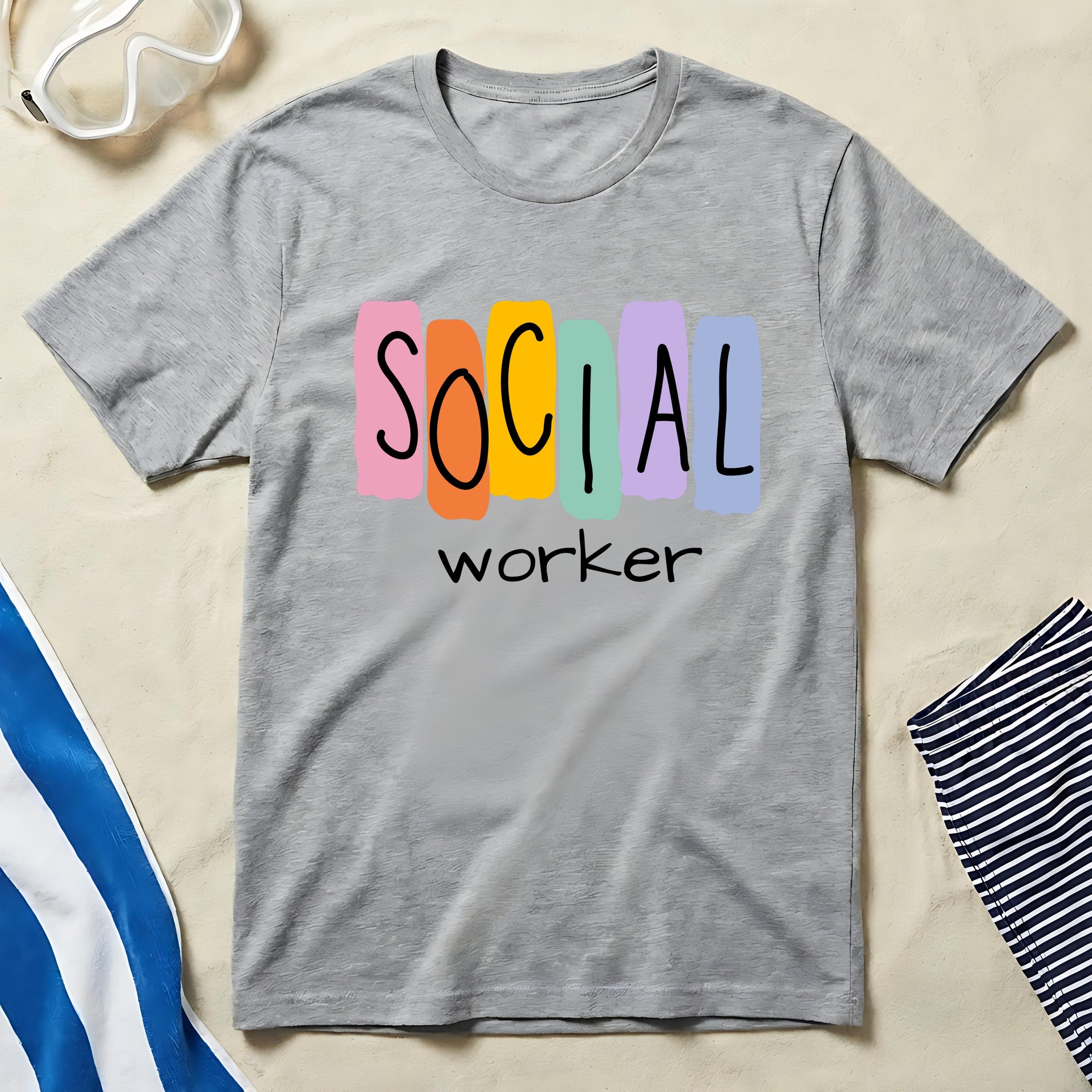 Colorful Social Worker Typography T-shirt Design