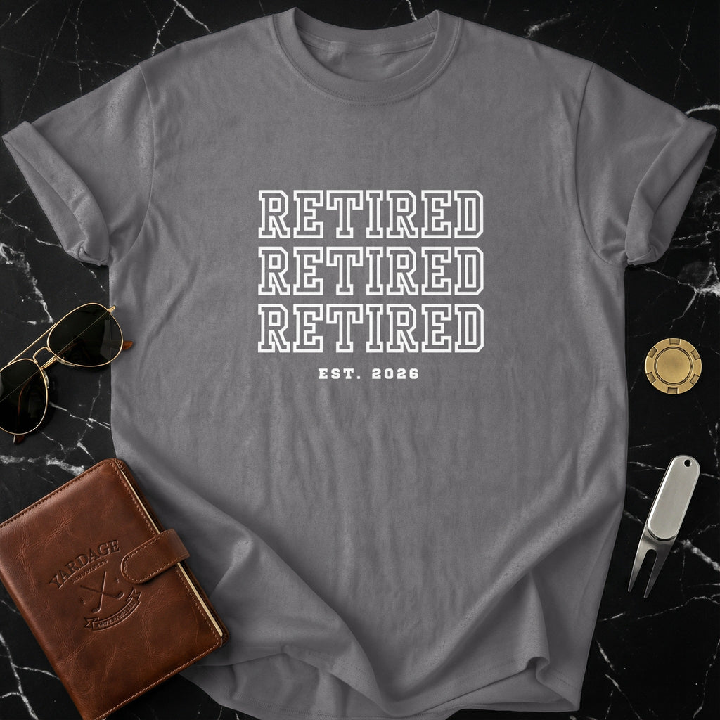 Retired Est. 2026 Triple Print Graphic T-Shirt