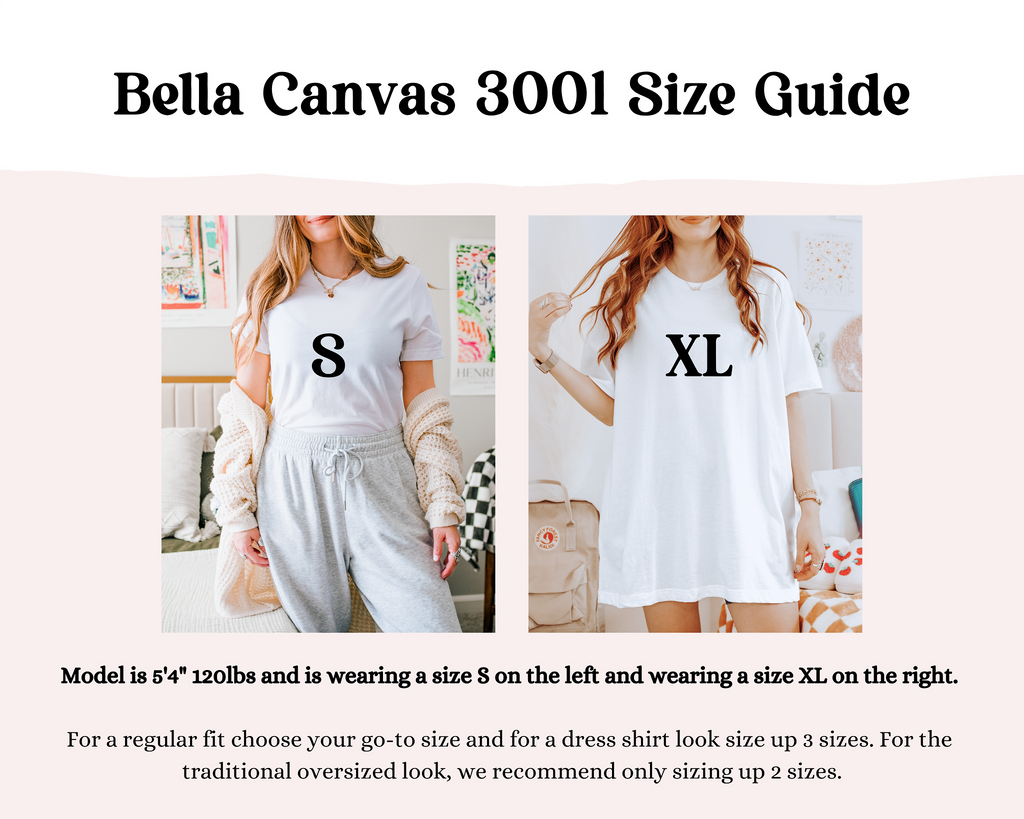 Bella Canvas 3001 Size Guide Measurement Info product type
Bella Canvas,Bella Canvas 3001,Size Guide,Sizing Chart,TShirt Sizing,Tee Shirt Guide,Apparel Sizing,Clothing Sizes,Unisex Fit,Size Comparison,Model Sizing,Oversized Look,Regular Fit,Sizing Info,Size Template,Product Guide,Digital Resource,Instant Download,Shopify Listing,Store Essential