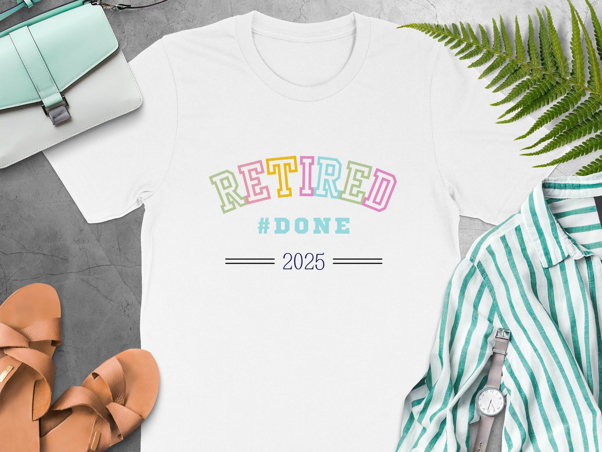 Retired Done 2025 colorful vibrant graphic product