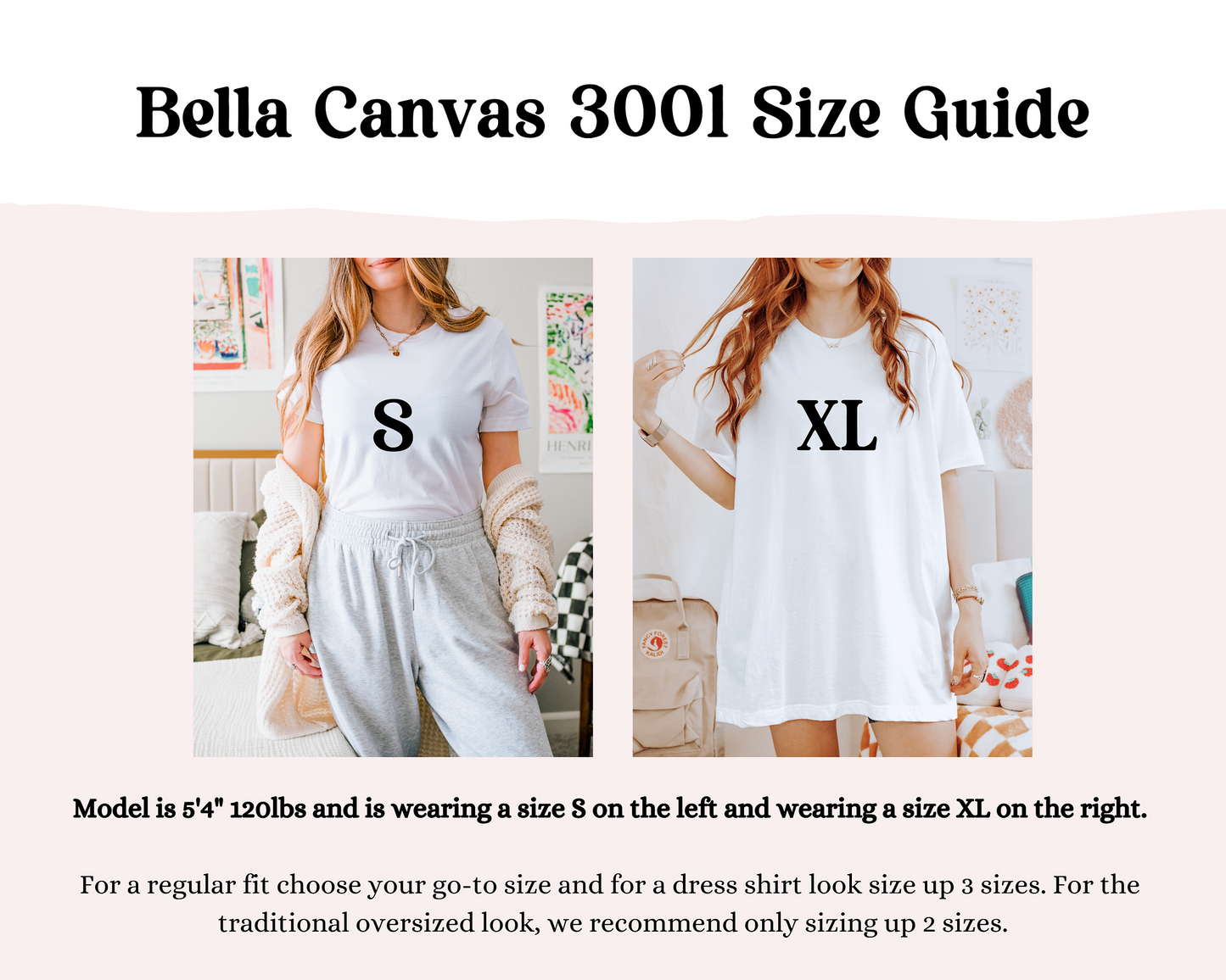Bella Canvas 3001 S to XL Size Guide product
