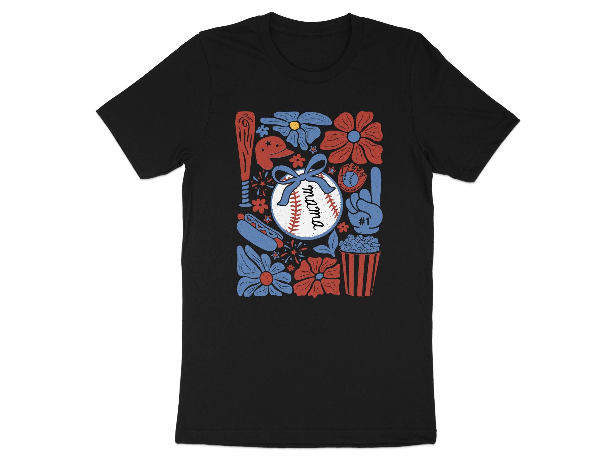 Mama Baseball Flowers Patriotic Sports Fan product type