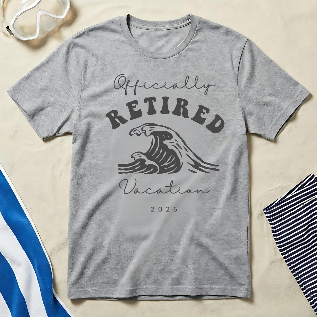 Officially Retired Vacation 2026 Wave Design T-shirt