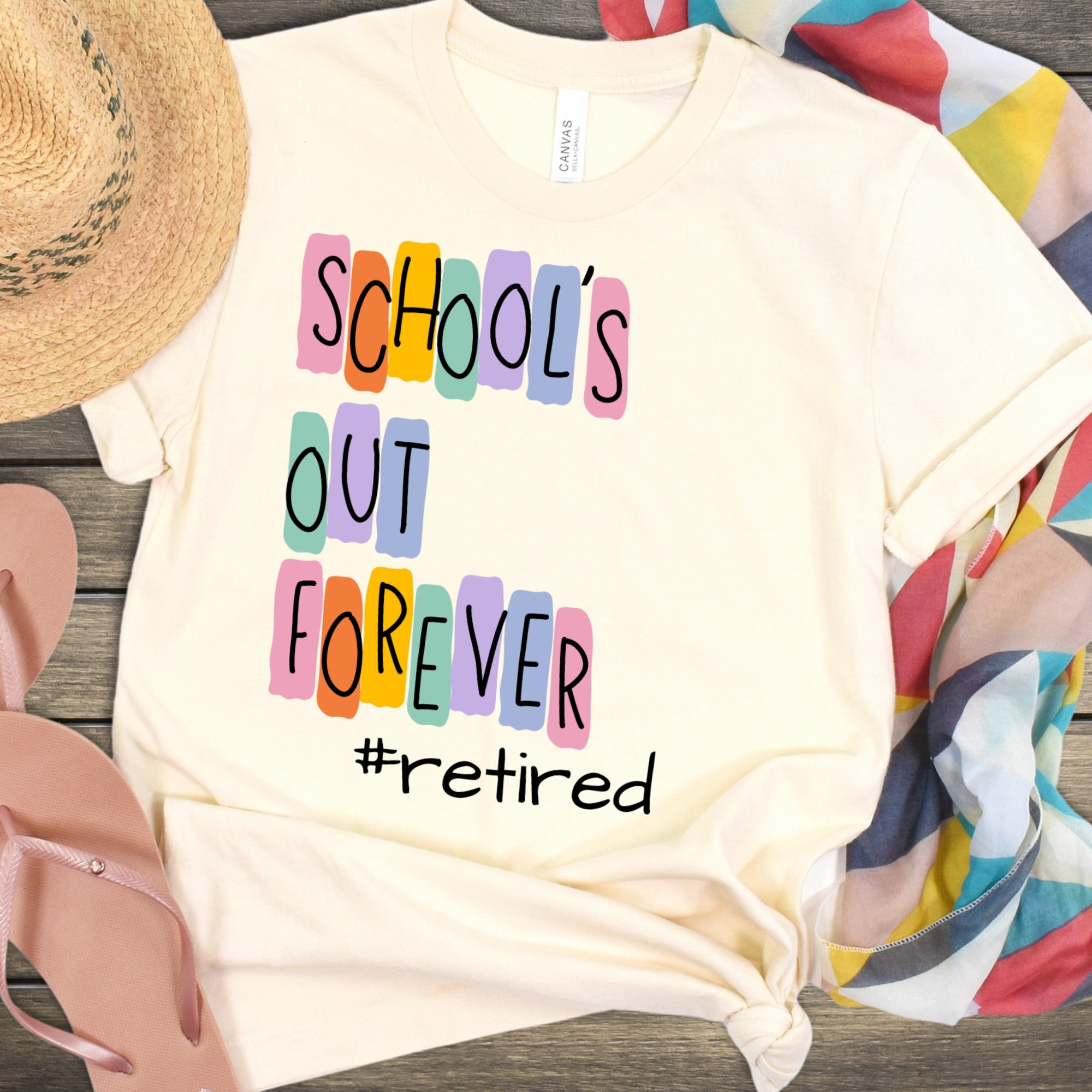 Colorful School's Out Forever #retired T-shirt