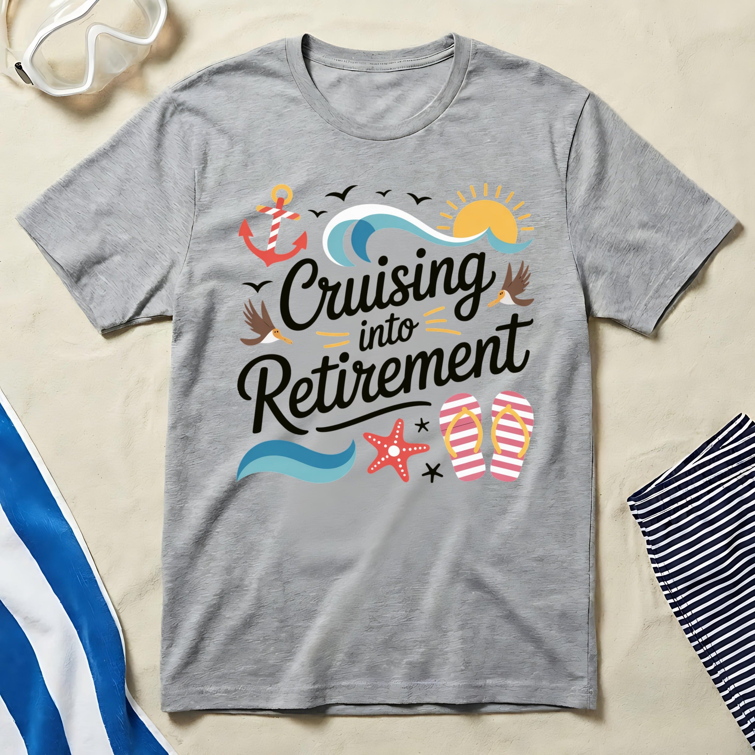 Cruising into Retirement T-Shirt with Beach Theme