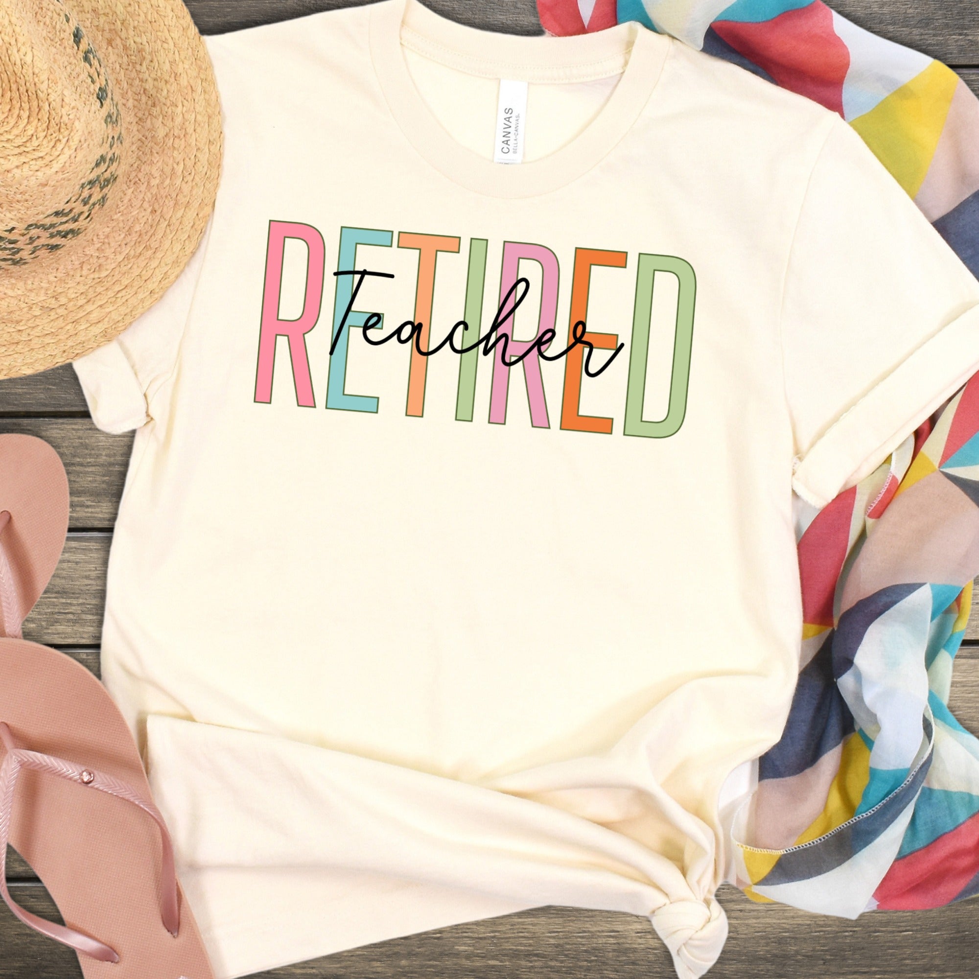 Retired Teacher Colorful Relaxed Fit T-Shirt
