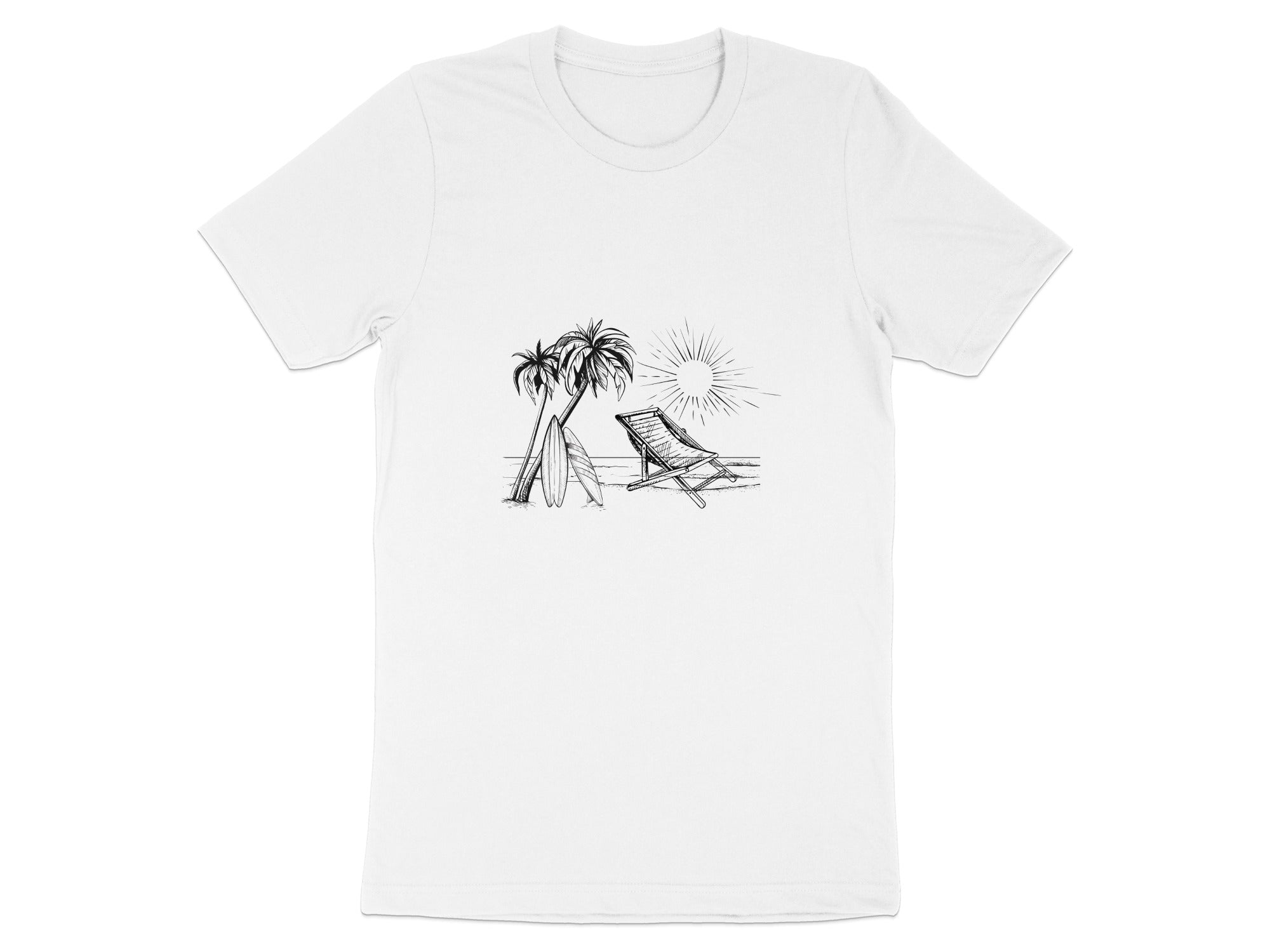 Palm Trees Surfboard and Sun Graphic T-Shirt