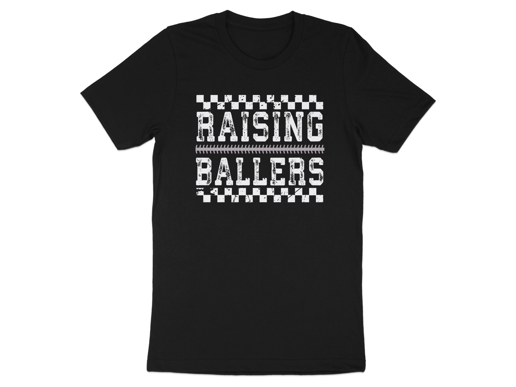Raising Ballers Distressed Checkered Design Sports Theme product type