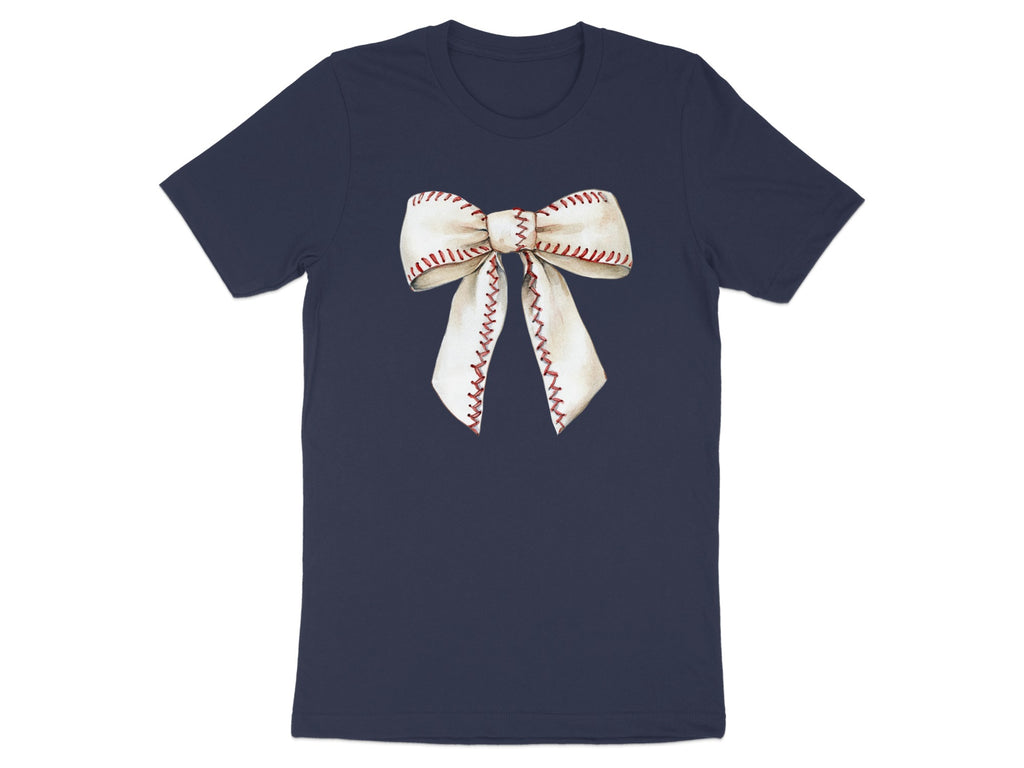 Baseball Stitched Bow Design Navy T-Shirt Product Type