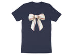 Baseball Stitched Bow Design Navy T-Shirt Product Type