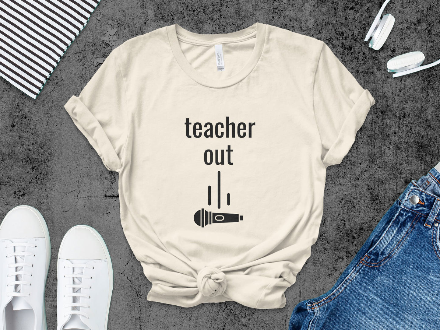 Teacher Out Microphone Graphic Tee Shirt product type