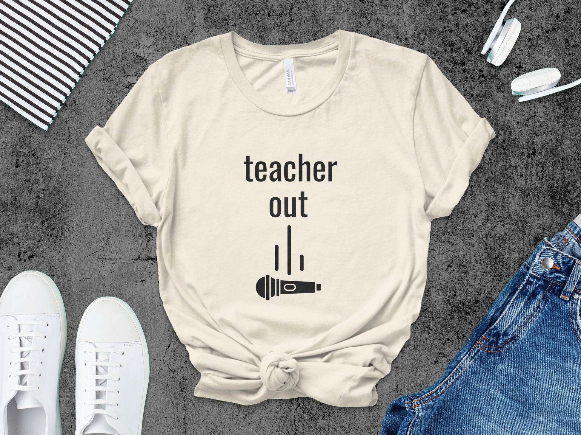 Teacher Out Microphone Graphic Tee Shirt product type
