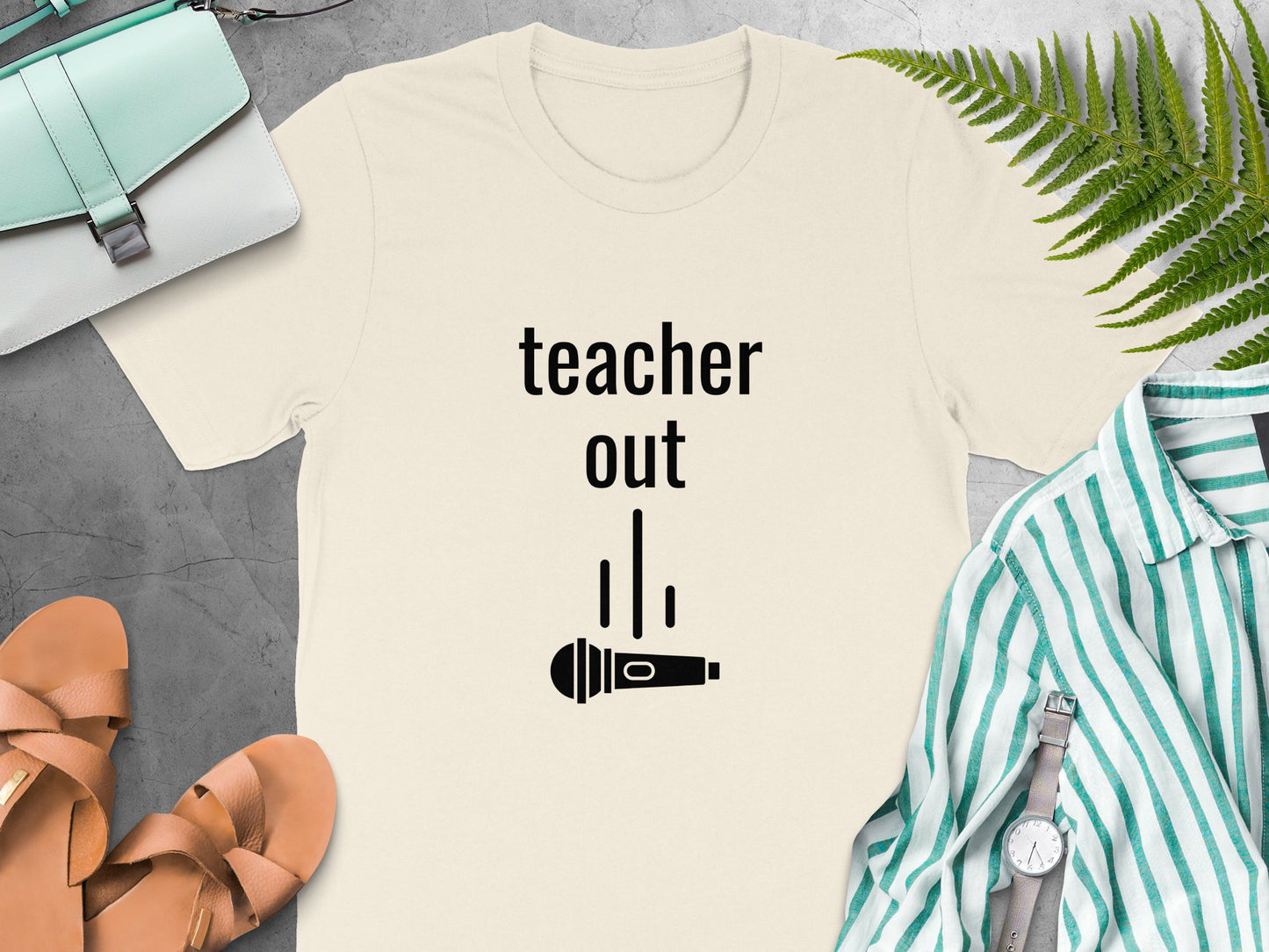 Teacher Out Microphone Graphic Print Shirt product