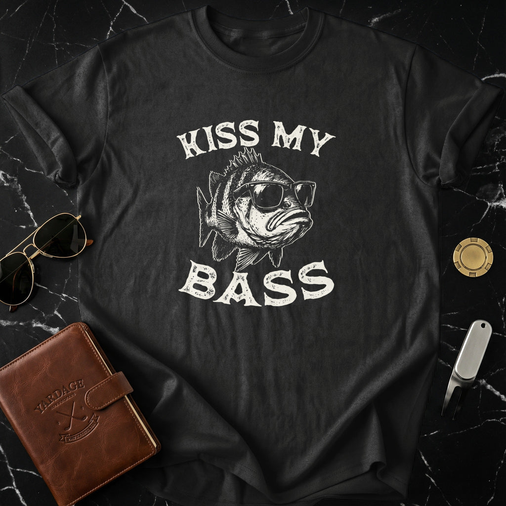 Kiss My Bass Funny Graphic T-Shirt for Fishing Fans