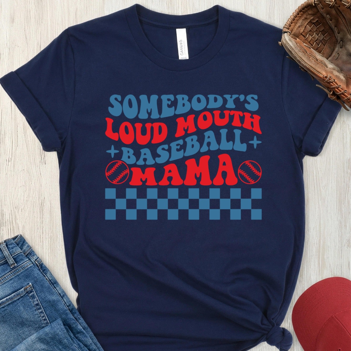 Somebody's Loud Mouth +Baseball+ Mama Checkered Design product type