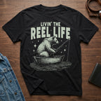Livin' the Reel Life Bear Fishing Graphic T-Shirt